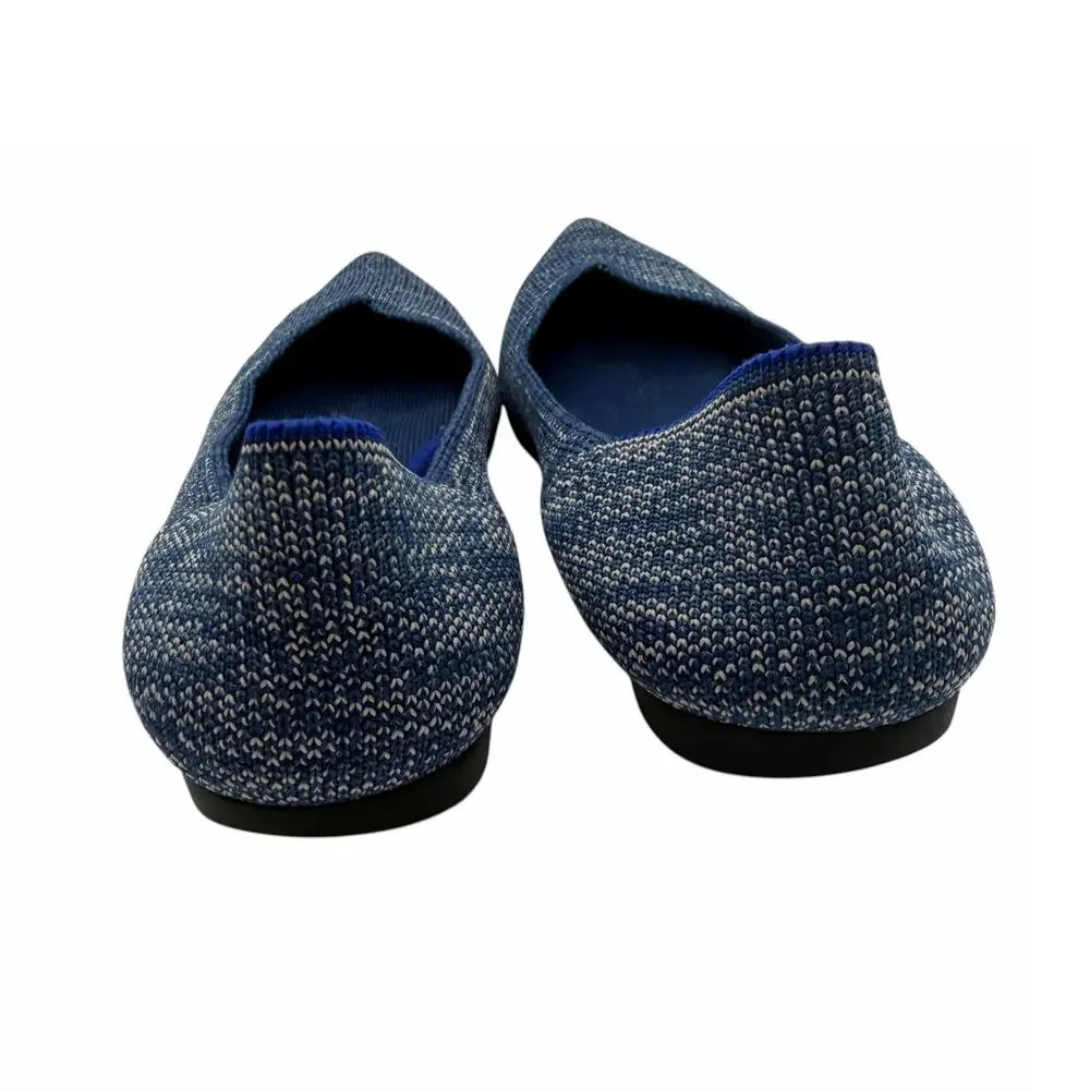 Rothy’s The Point Indigo Heather Blue White Knit Ballet Flats Size 6 Washable